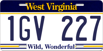WV license plate 1GV227