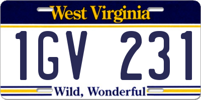 WV license plate 1GV231