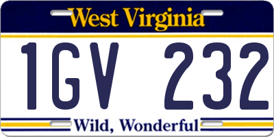 WV license plate 1GV232