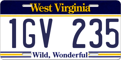 WV license plate 1GV235