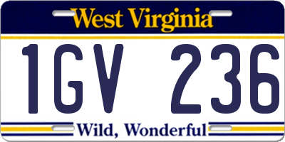 WV license plate 1GV236