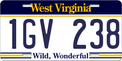 WV license plate 1GV238