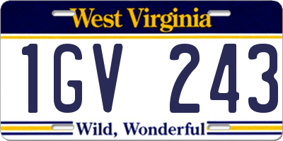 WV license plate 1GV243