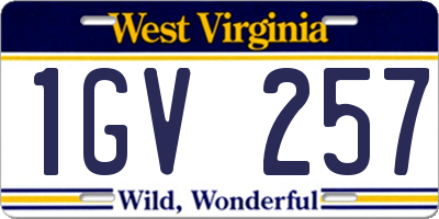 WV license plate 1GV257