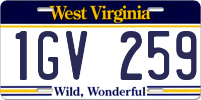 WV license plate 1GV259