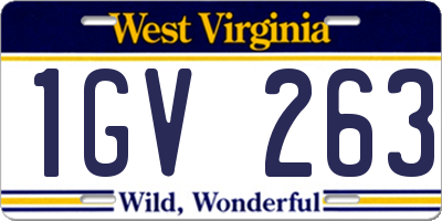 WV license plate 1GV263