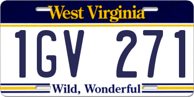 WV license plate 1GV271