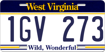 WV license plate 1GV273
