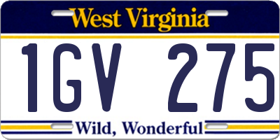 WV license plate 1GV275