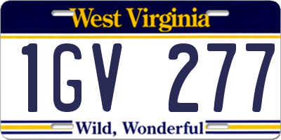 WV license plate 1GV277