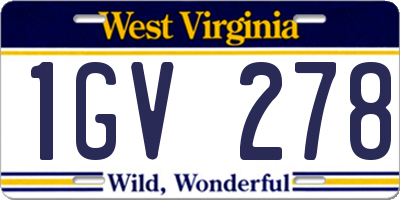WV license plate 1GV278