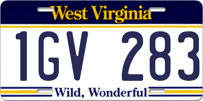 WV license plate 1GV283