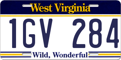 WV license plate 1GV284