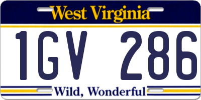 WV license plate 1GV286