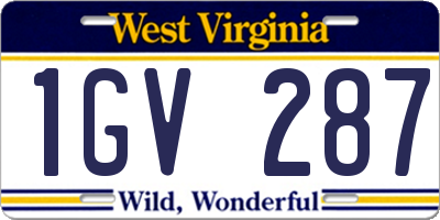 WV license plate 1GV287