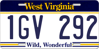 WV license plate 1GV292