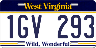 WV license plate 1GV293