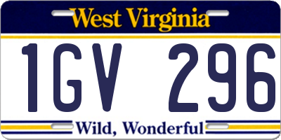 WV license plate 1GV296