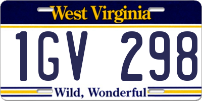 WV license plate 1GV298