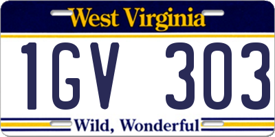 WV license plate 1GV303