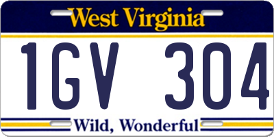WV license plate 1GV304