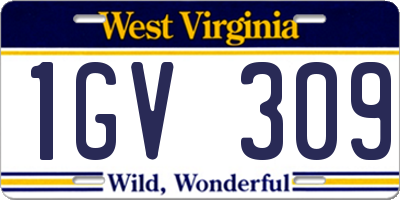 WV license plate 1GV309