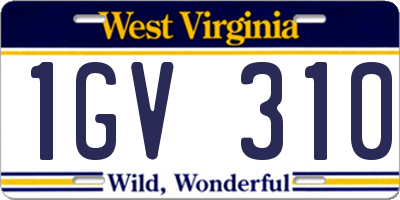 WV license plate 1GV310