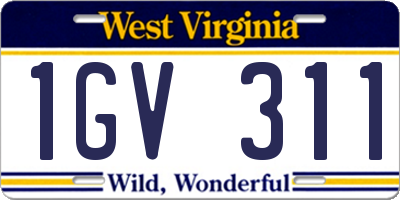 WV license plate 1GV311