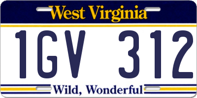 WV license plate 1GV312