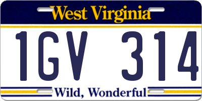 WV license plate 1GV314
