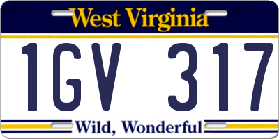 WV license plate 1GV317
