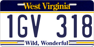 WV license plate 1GV318