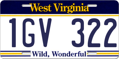 WV license plate 1GV322