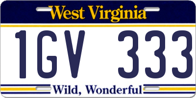 WV license plate 1GV333