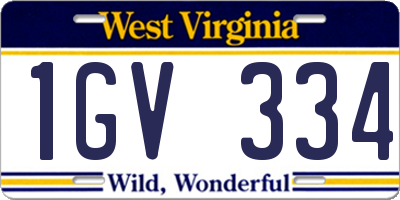 WV license plate 1GV334