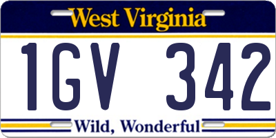 WV license plate 1GV342