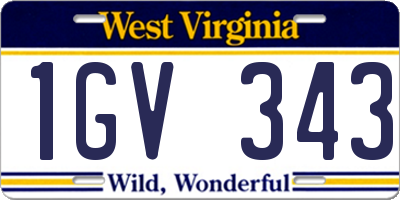 WV license plate 1GV343