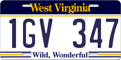 WV license plate 1GV347