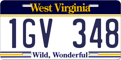 WV license plate 1GV348