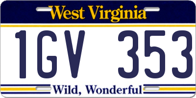 WV license plate 1GV353