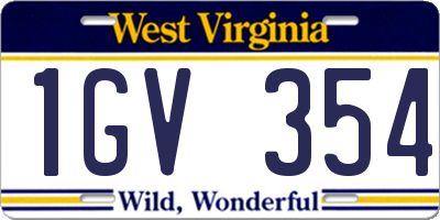 WV license plate 1GV354