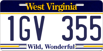 WV license plate 1GV355