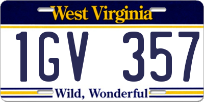 WV license plate 1GV357