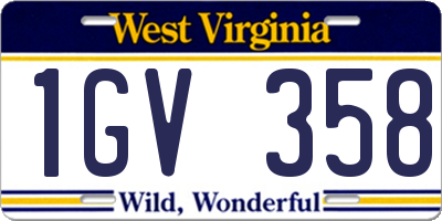 WV license plate 1GV358