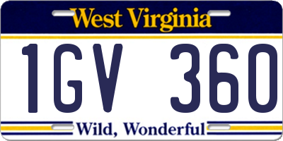 WV license plate 1GV360