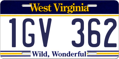 WV license plate 1GV362