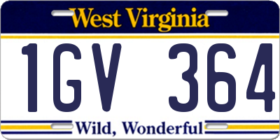 WV license plate 1GV364