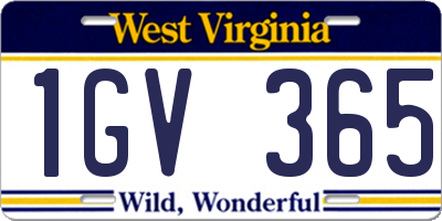 WV license plate 1GV365