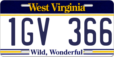 WV license plate 1GV366