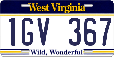 WV license plate 1GV367